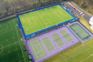 netball and tennis court MUGA construction Royal Holloway University of London
