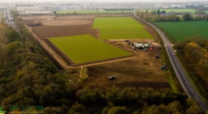 Natural grass pitches under construction Horspath Sports Park