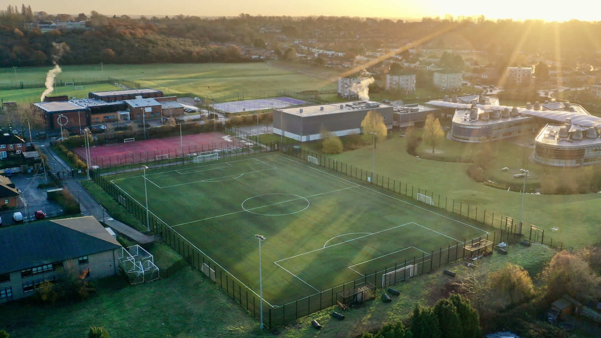 3g football pitch constructed to FIFA quality standard by S&C Slatter for the JOhn Madejski Academy a member of The White Horse Federation