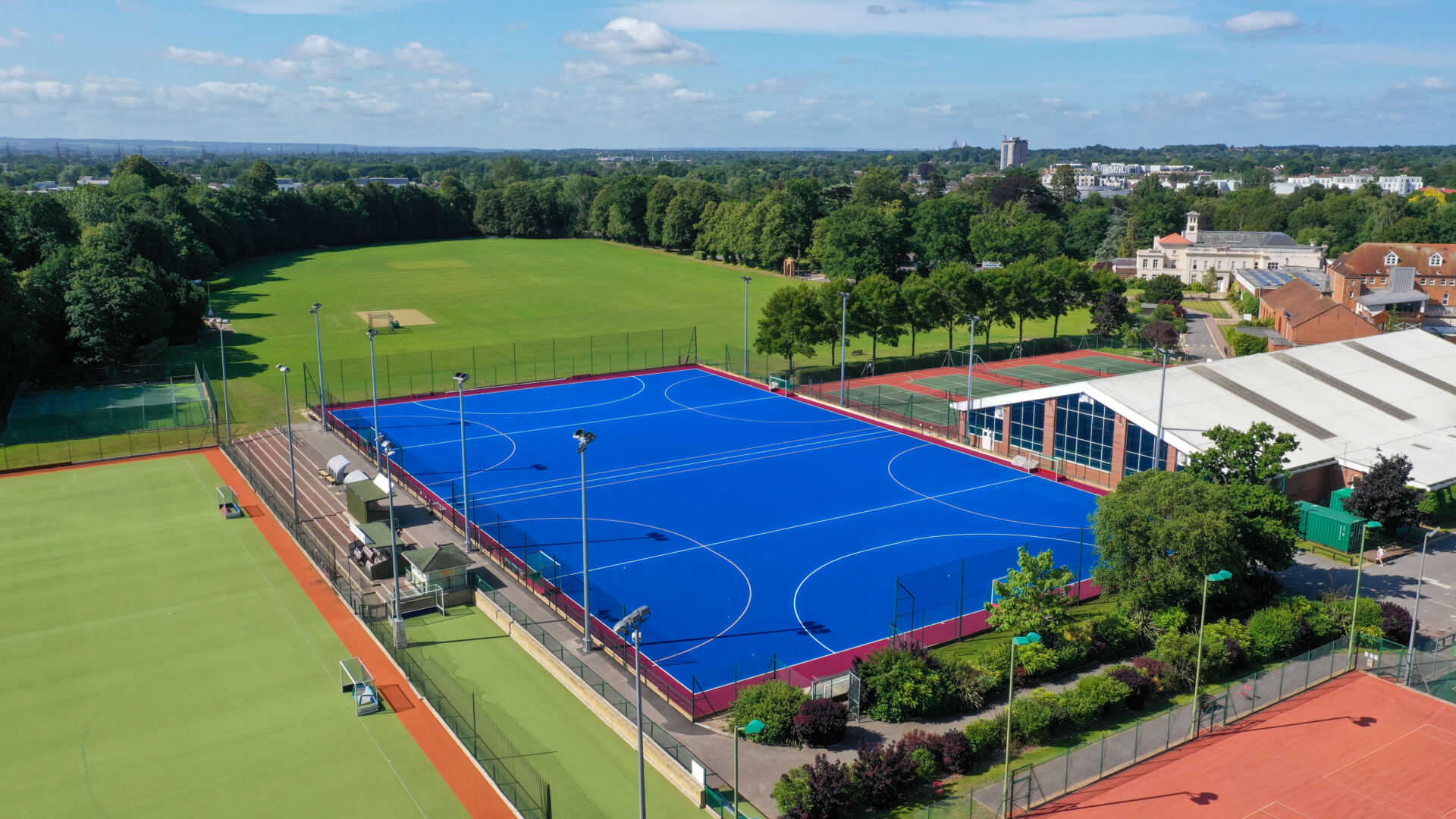 St George's School Weybridge sand dressed hockey pitch constructed by S&C Slatter home to Old Georgians Hockey Club