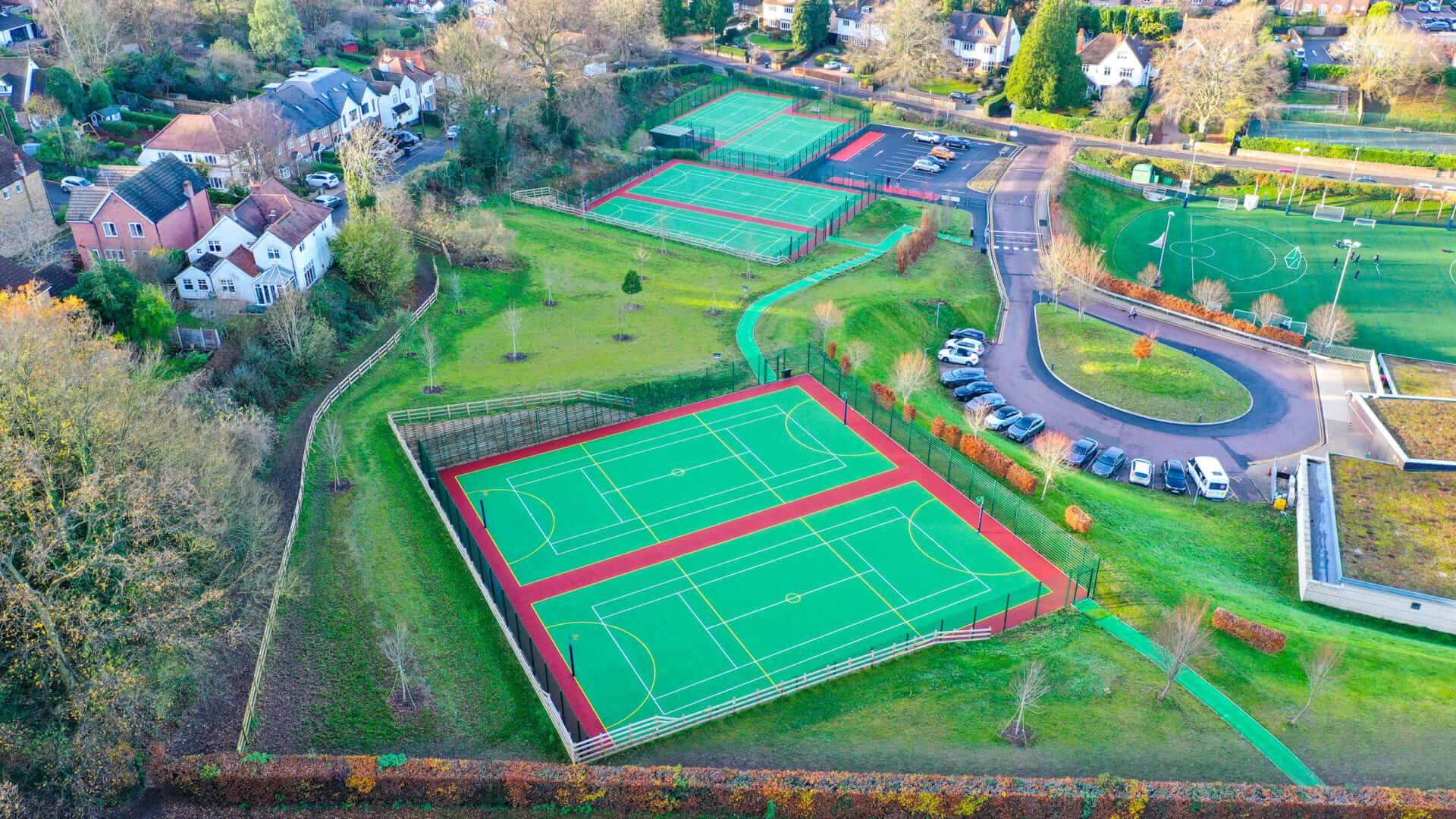 Berkhamsted School netball and tennis court construction and traffic improvements by S&C Slatter