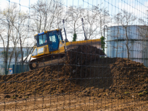 Wimborne Town FC 3G Training Pitch bulldozer