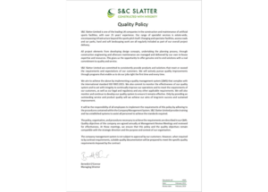 S&C Slatter quality policy icon