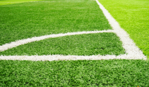 Close up of football pitch markings