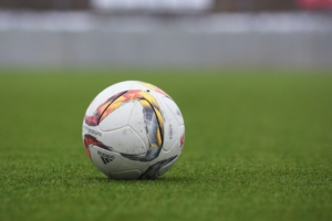 Close up of football pitch markings