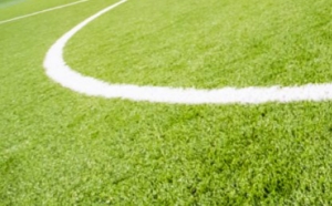 Close up of football pitch markings